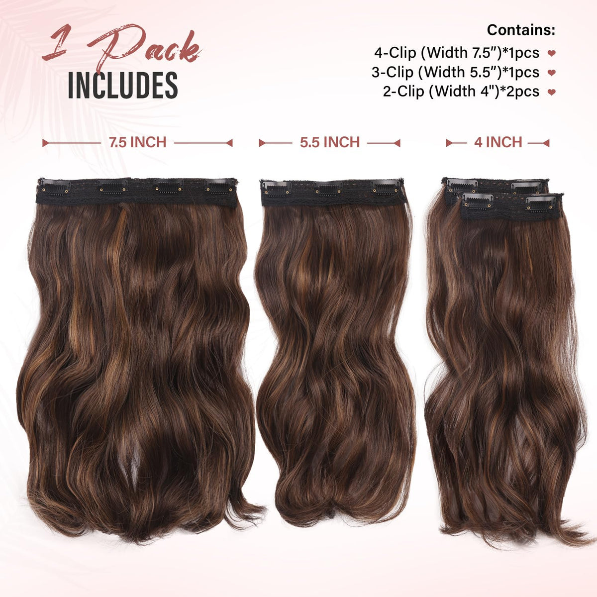 ZQIAN BEAUTY 14 Inch Brown Clip In Hair Extensions packaging