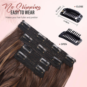 ZQIAN BEAUTY 14 Inch Brown Clip In Hair Extensions styling options