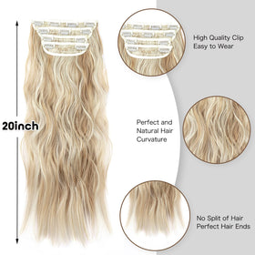 ZQIAN BEAUTY 20 inches clip-in hair extensions in use on model