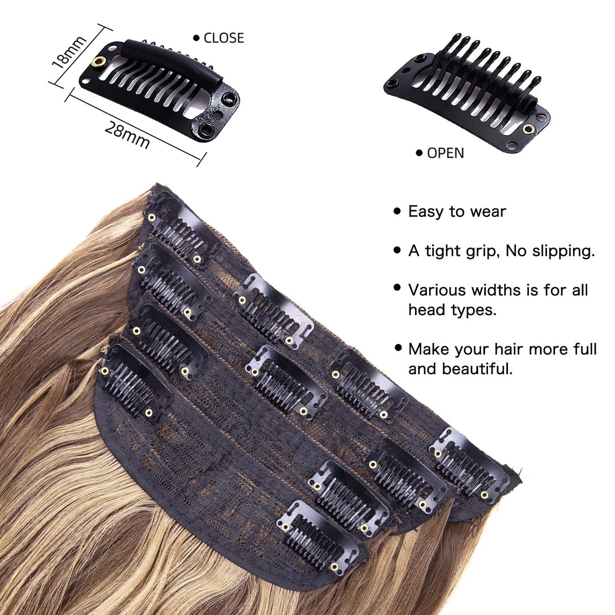 ZQIAN BEAUTY 6 inches wide weft of clip in hair extensions