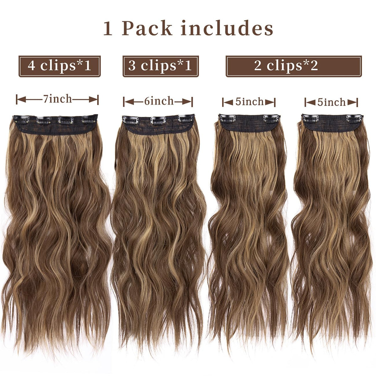 ZQIAN BEAUTY clip in hair extensions 7 inches wide weft with clips