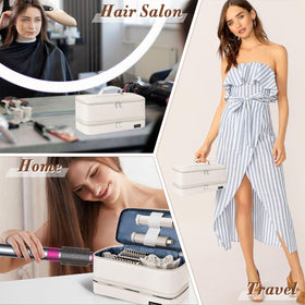 ZRRAJOY Double Layer Travel Hair Styler Case open with storage dividers