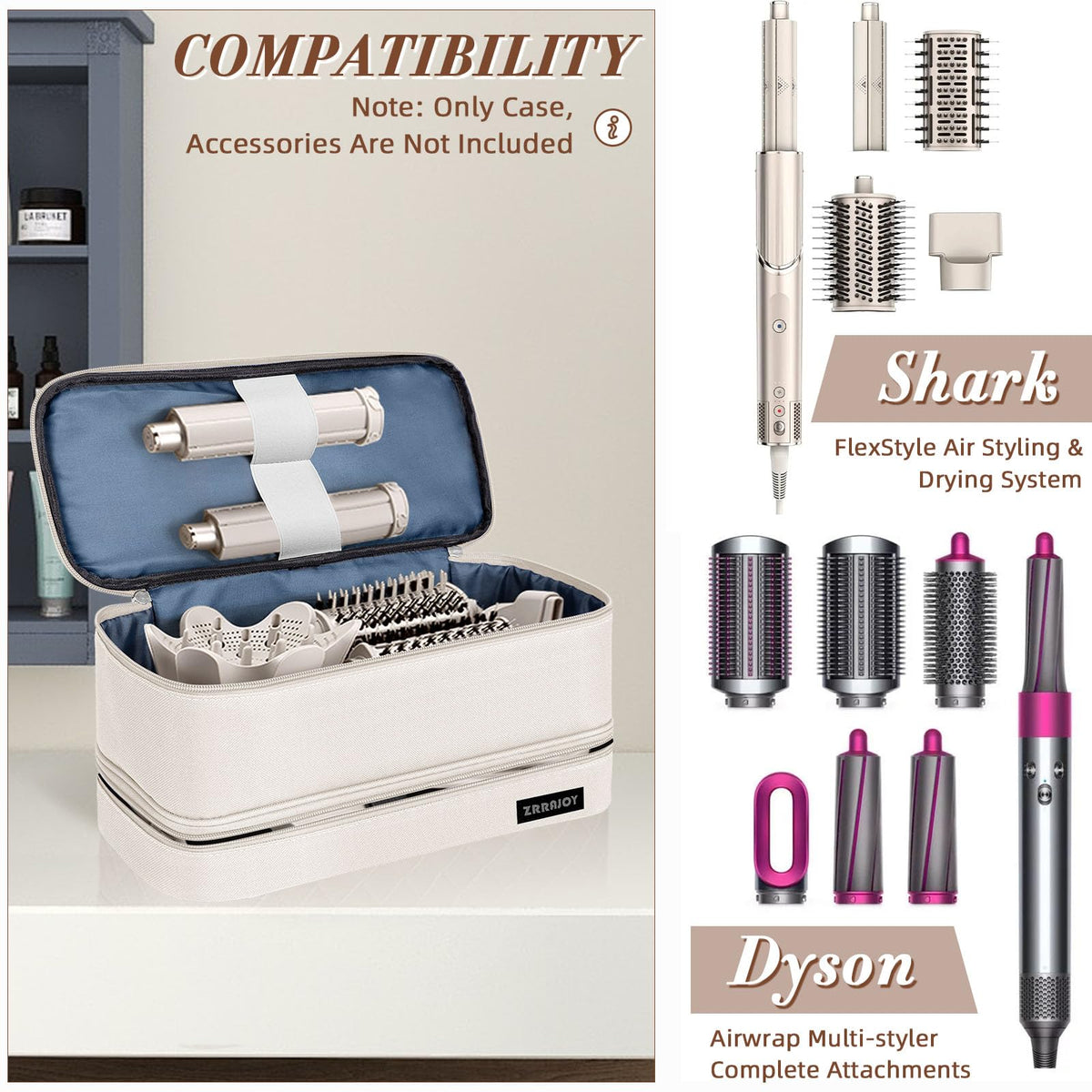 ZRRAJOY Double Layer Travel Hair Styler Case side view