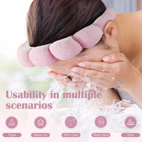 Ztomine beige terry cloth spa headband close-up