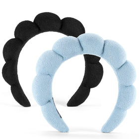 Ztomine Face Wash Headband Set in black and blue, front view