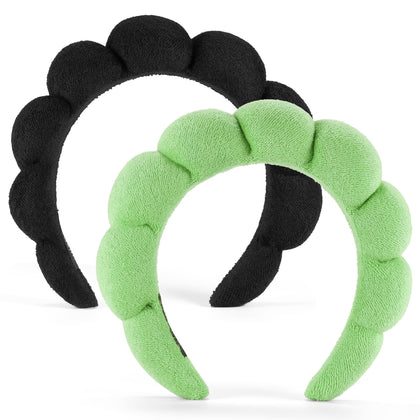 Ztomine green terry cloth spa headband front view