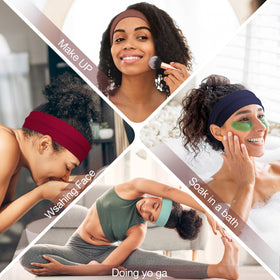 Ztomine headbands worn by a woman during yoga
