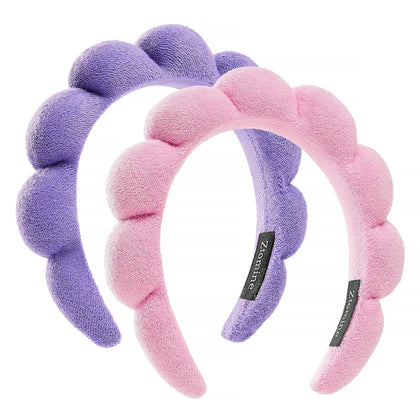 Ztomine Spa Facial Headbands in pink and purple front view