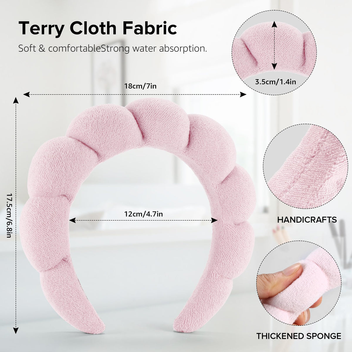 Ztomine Spa Headband close-up of terry cloth material