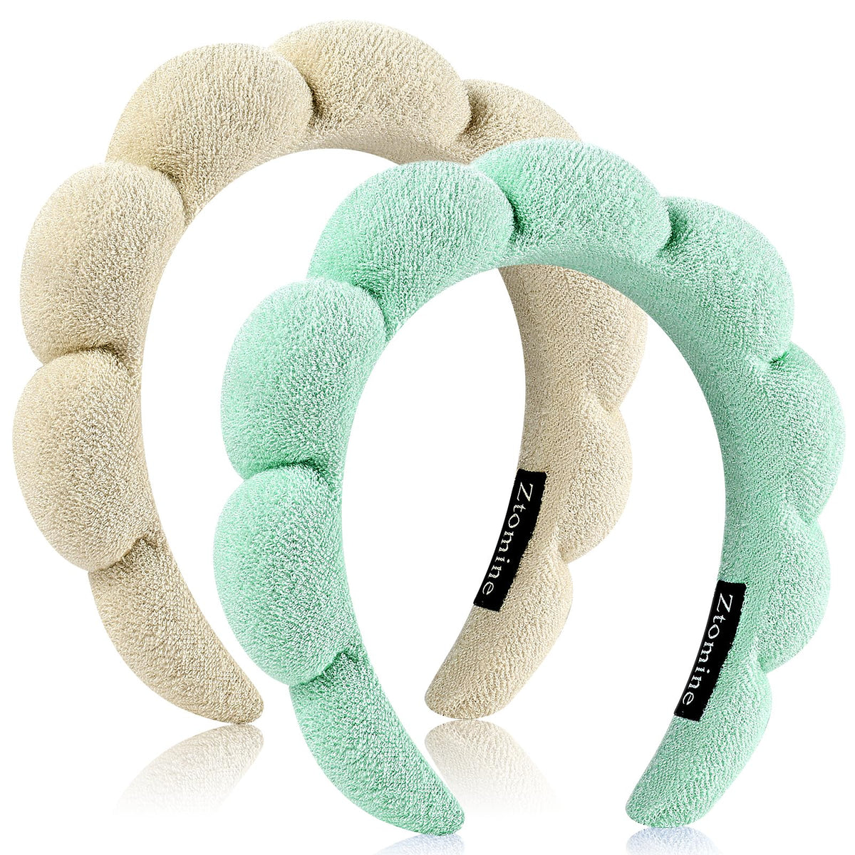 Ztomine Spa Headbands beige and turquoise front view