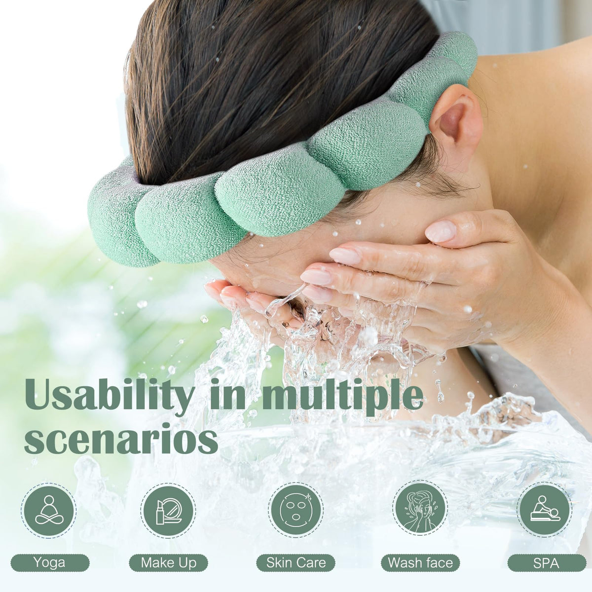 Ztomine Spa Headbands beige model wearing headband