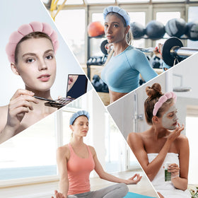Ztomine Spa Headbands displayed with skincare products