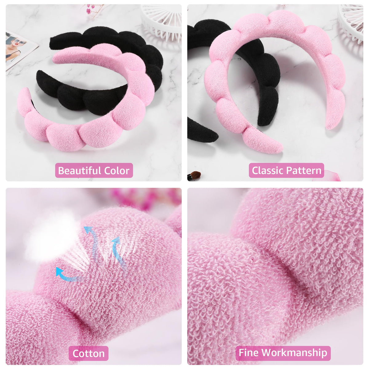 Ztomine Spa Headbands in bubble scallop crown design