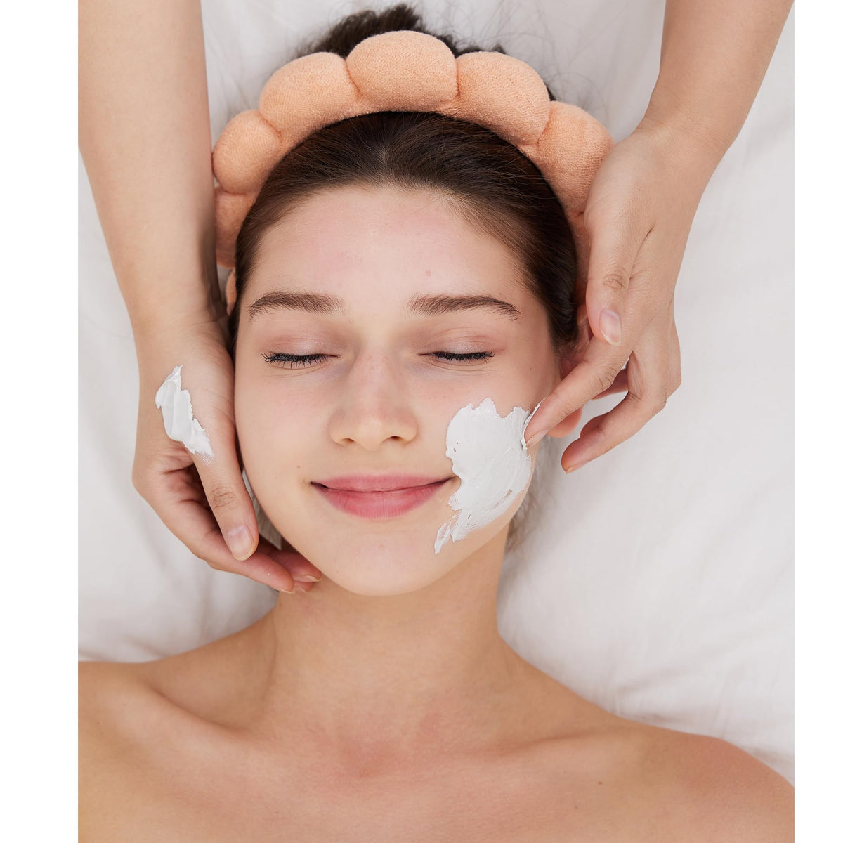 Ztomine Spa Headbands in use during a facial