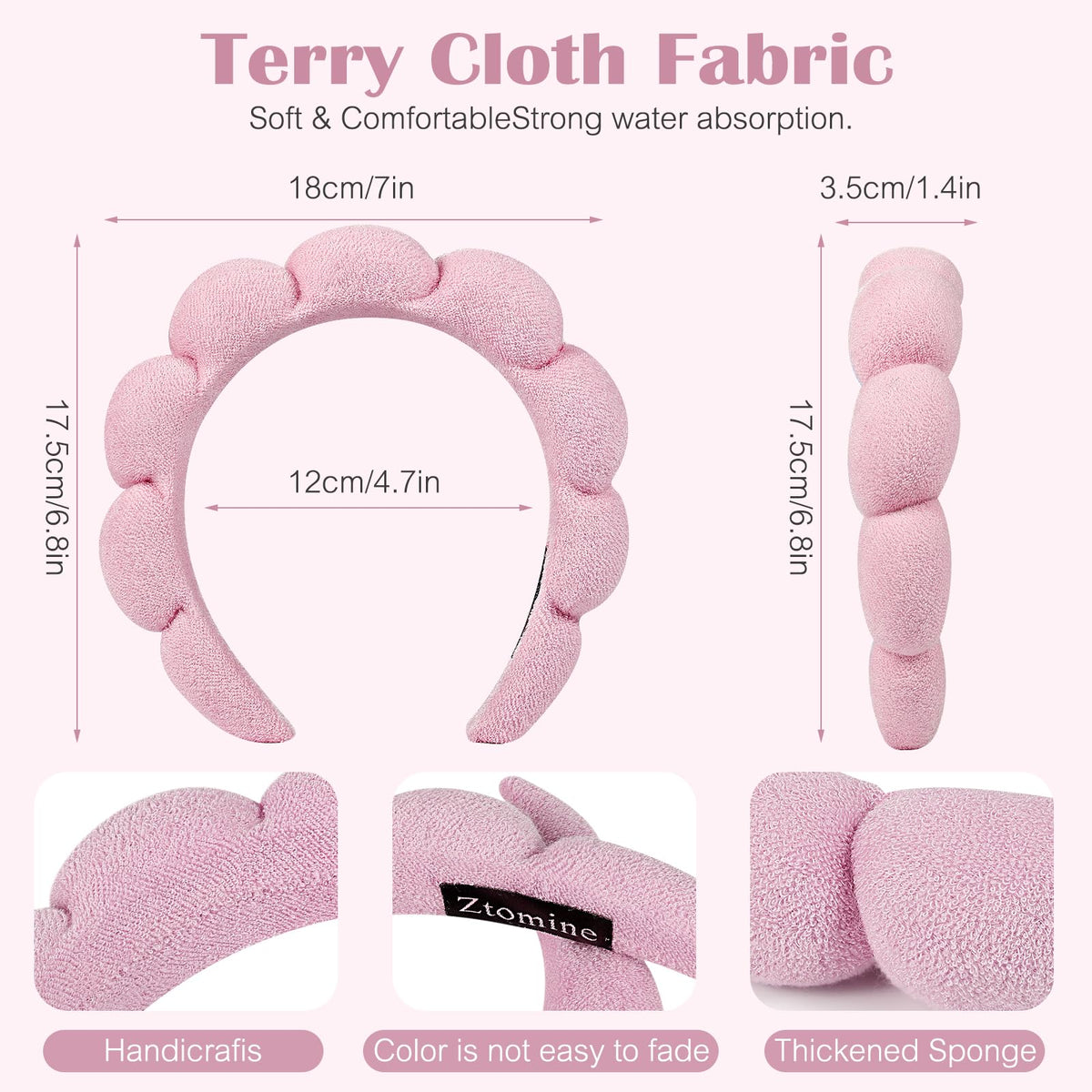 Ztomine Spa Headbands Set of 2 displayed on a vanity