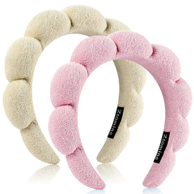 Ztomine Spa Headbands Set of 2 in beige and pink front view