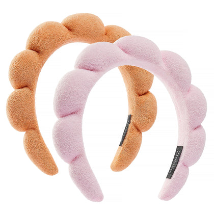 Ztomine Spa Headbands set of 2 in pink and orange front view