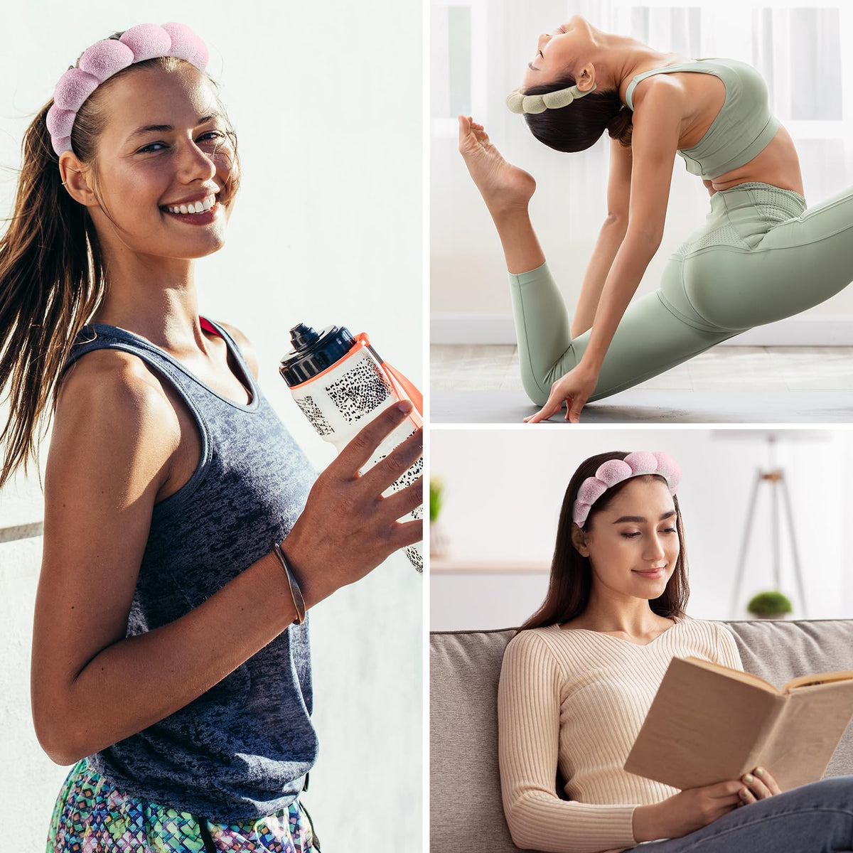 Ztomine Spa Headbands Set of 2 in use during face washing