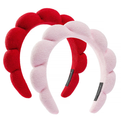 Ztomine Spa Headbands set of 2 pink and red front view