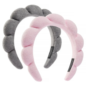 Ztomine Spa Terry Cloth Headband Combo Pack with pink and grey headbands