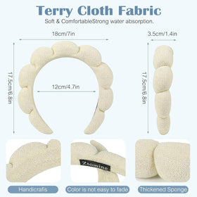 Ztomine terry cloth headband black model close-up