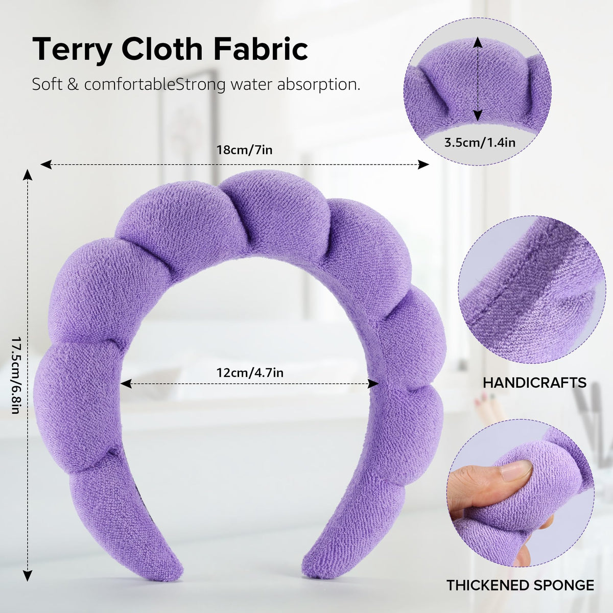 Ztomine Terry Cloth Spa Headband in use during face washing