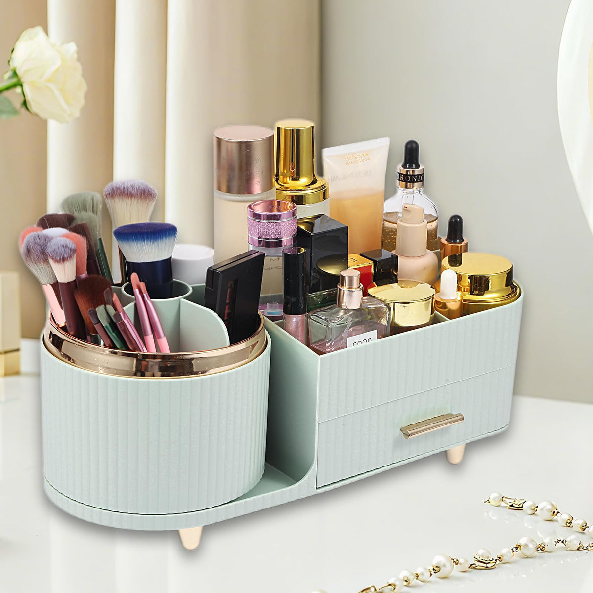Zufudo Makeup Organizer close-up of textured surface