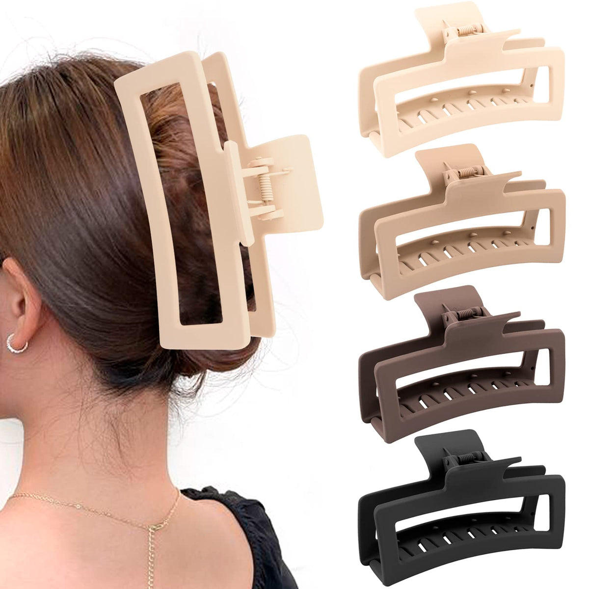 ZYTJ Extra Large Claw Clip in cream colour front view